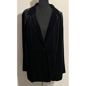 J Jill Blazer Womens XL Black Velvet Wearever Collection One Button Jacket